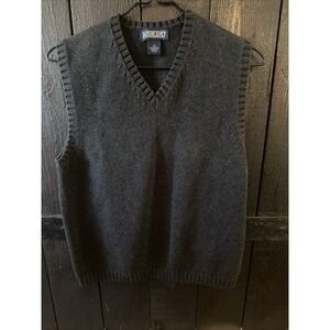 Lands' End Vintage Cable Knit Sweater Vest Size Small 6-8 Dark Grey 100% Cotton